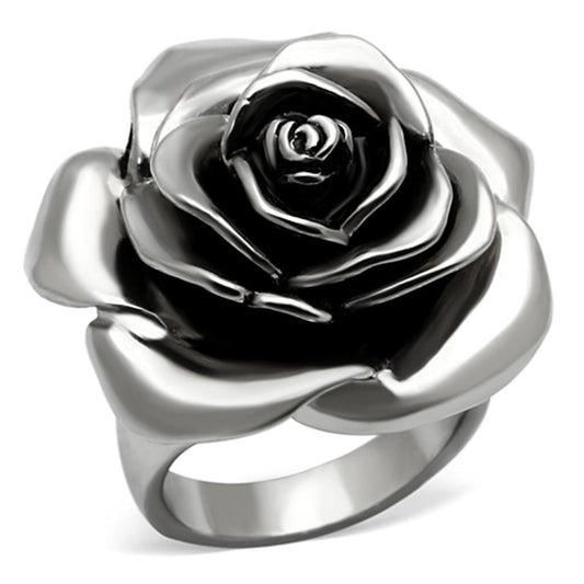 TK923 - High polished (no plating) Stainless Steel Ring with Epoxy in Jet