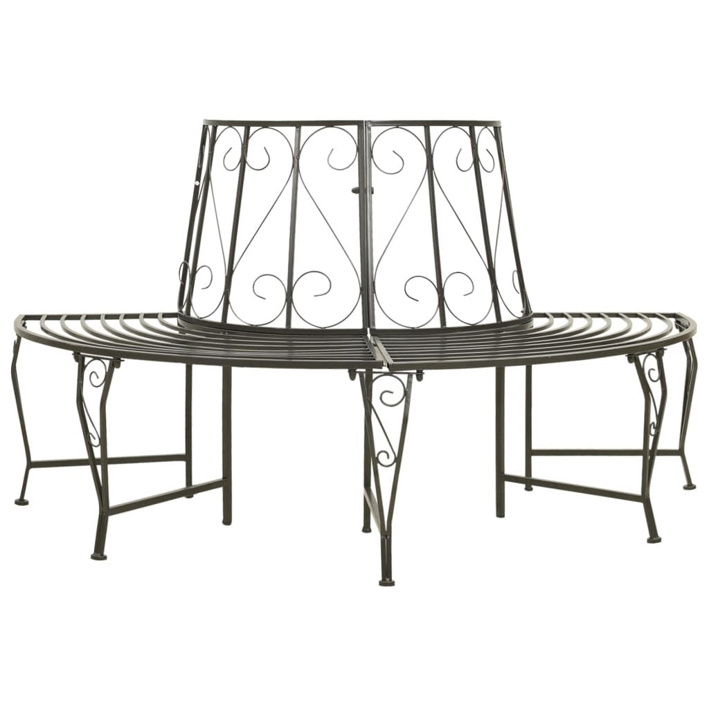 Tree Bench Silver grey Steel Half-round Seats Many Tree Bench