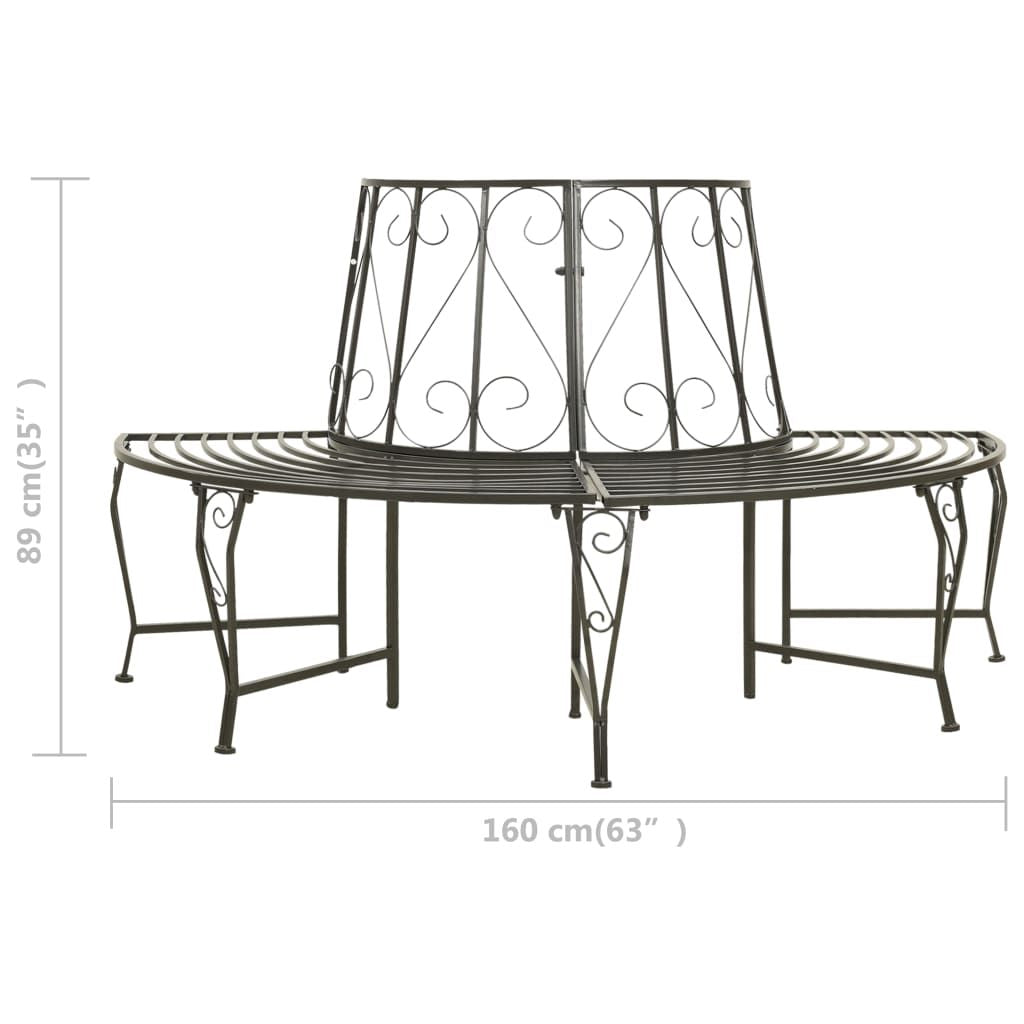 Tree Bench Silver grey Steel Half-round Seats Many Tree Bench