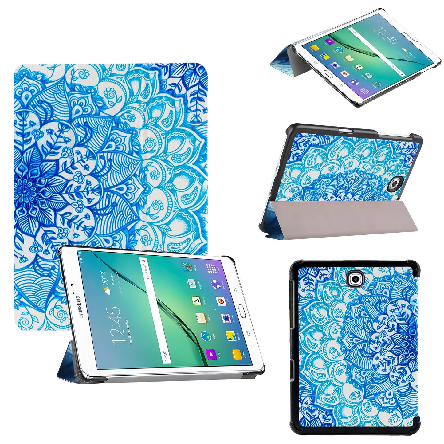 Tri-Fold Case Compatible with 8.0 Inch Samsung Galaxy TAB S2 8.0 T710/T713/T715C/T719C - Premium PU Leather Tri-Fold Cover with Auto Sleep/Wake