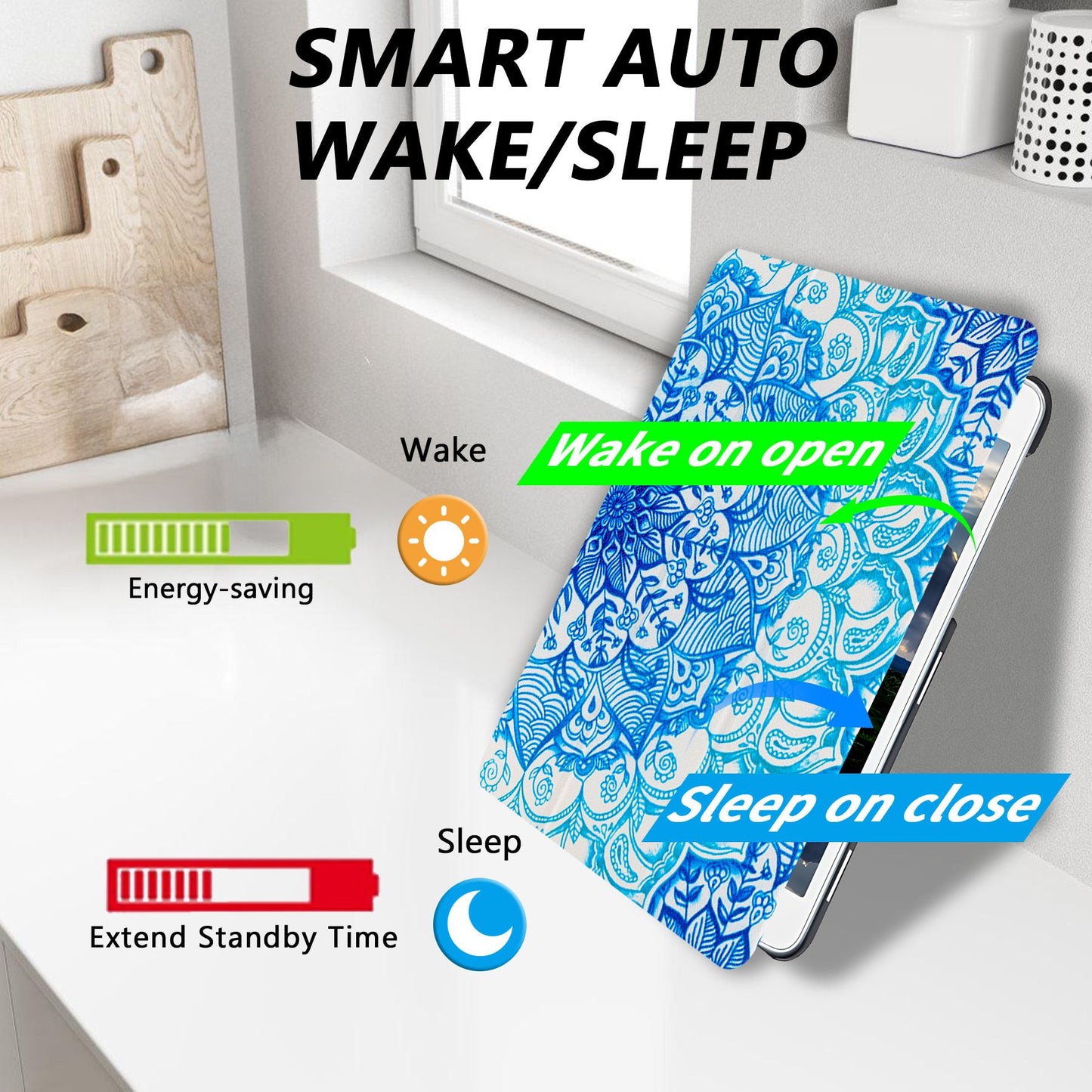Tri-Fold Case Compatible with 8.0 Inch Samsung Galaxy TAB S2 8.0 T710/T713/T715C/T719C - Premium PU Leather Tri-Fold Cover with Auto Sleep/Wake