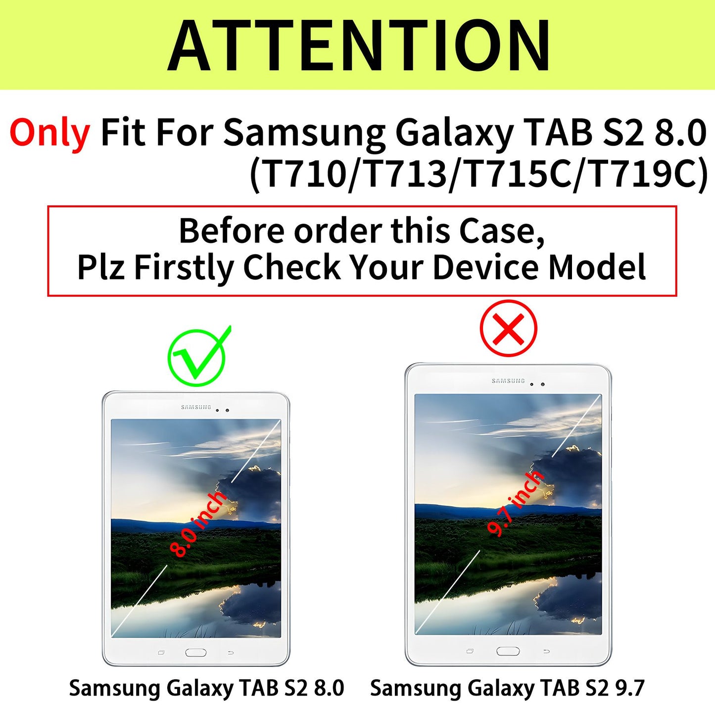 Tri-Fold Case Compatible with 8.0 Inch Samsung Galaxy TAB S2 8.0 T710/T713/T715C/T719C - Premium PU Leather Tri-Fold Cover with Auto Sleep/Wake