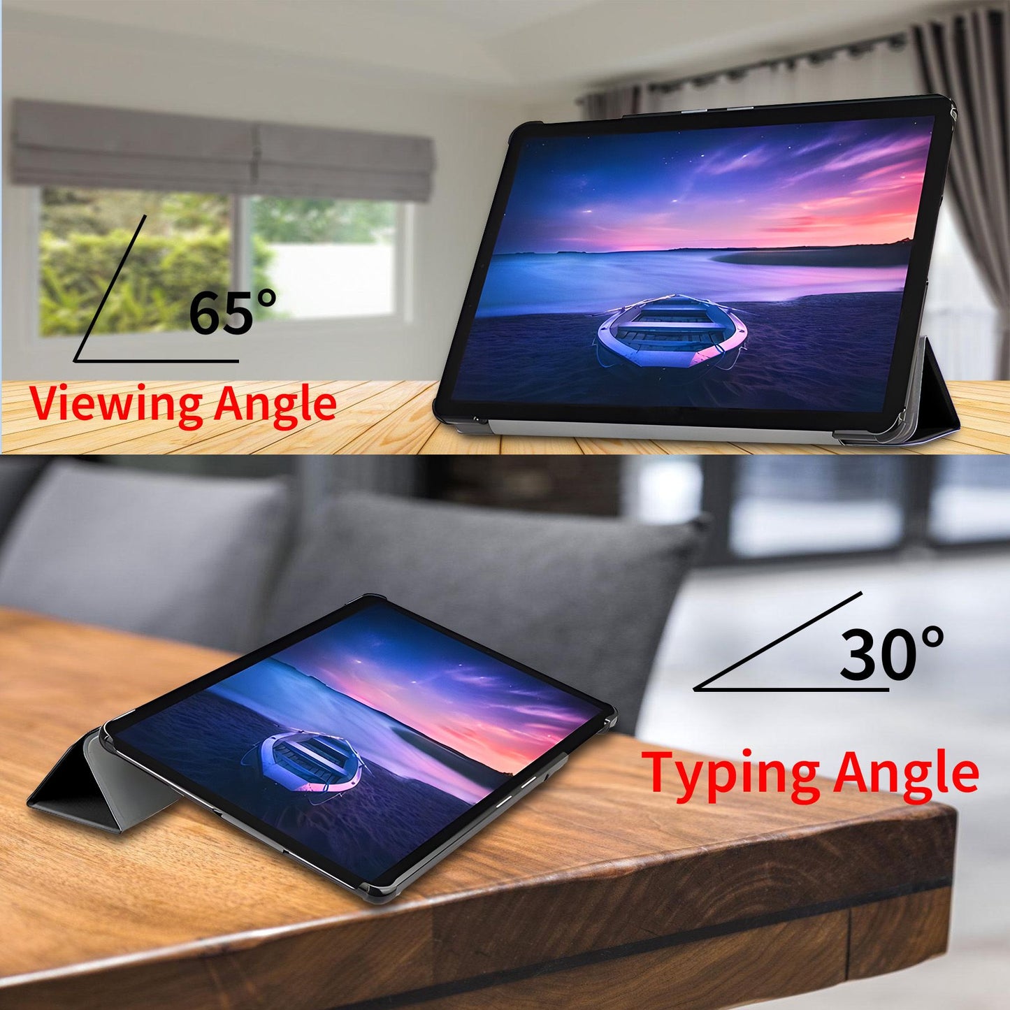 Tri-Fold Case Compatible with Samsung Galaxy Tab S4 10.5 inch Tablet SM-T830/T835/T837 (2018 Released), Includes a Screen Protector - Premium PU Leather Tri-Fold Cover with Auto Sleep/Wake