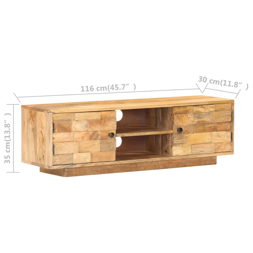 TV Cabinet Natural Mango Solid Mango Wood 45.7 x 11.8 x 13.8 in
