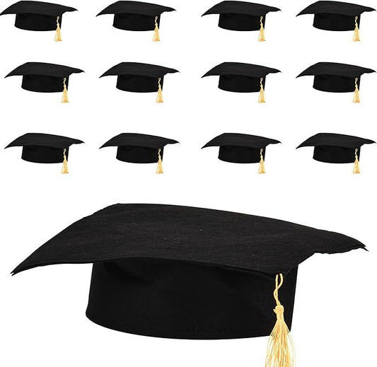 U. S. Toy Kindergarten Black Graduation Caps w/Gold Tassel, Preschool Graduation Cap for Boys and Girls, Customizable,