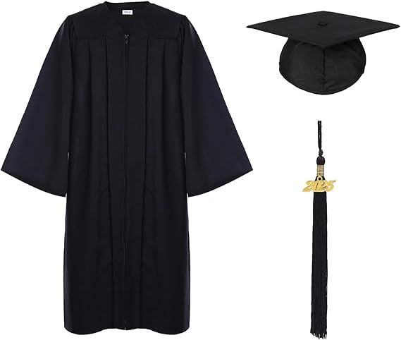 Unisex Adult Matte Graduation Cap and Gown Tassel Set