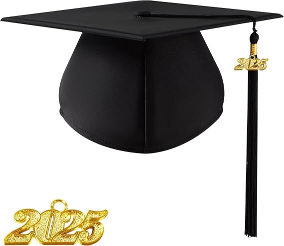 Unisex Adult Matte Graduation Cap with 2025 Tassel for High School and Bachelor