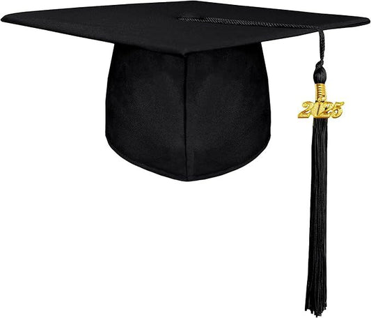 Unisex Adult Matte Graduation Cap with 2025 Tassel Year Charm for High School & Bachelor Master