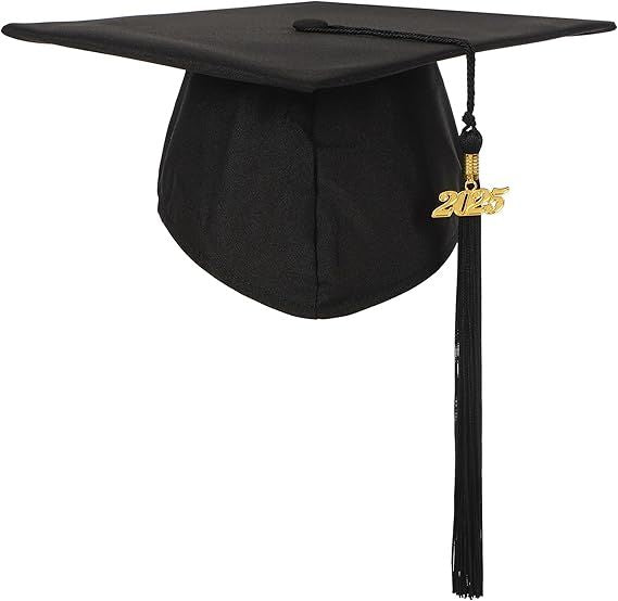 Unisex Adult Matte Graduation Cap with Tassel Year Charm