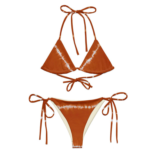Vega String Bikini in Burnt Orange Shibori