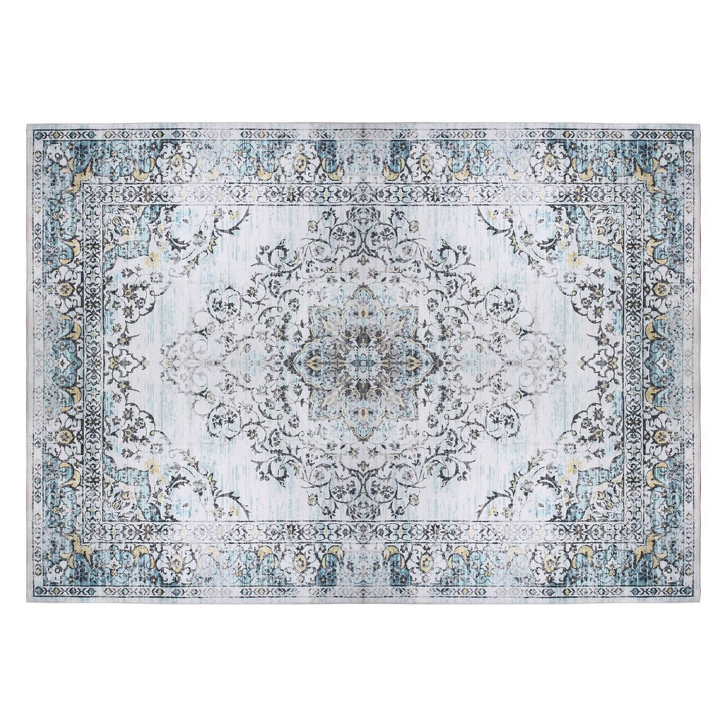 Vintage Area Rug Modern Non Slip Carpet Boho Low Pile Soft Rug Waterproof Machine Washable Rug for Living Room Bedroom Kitchen Dining Room Under Table