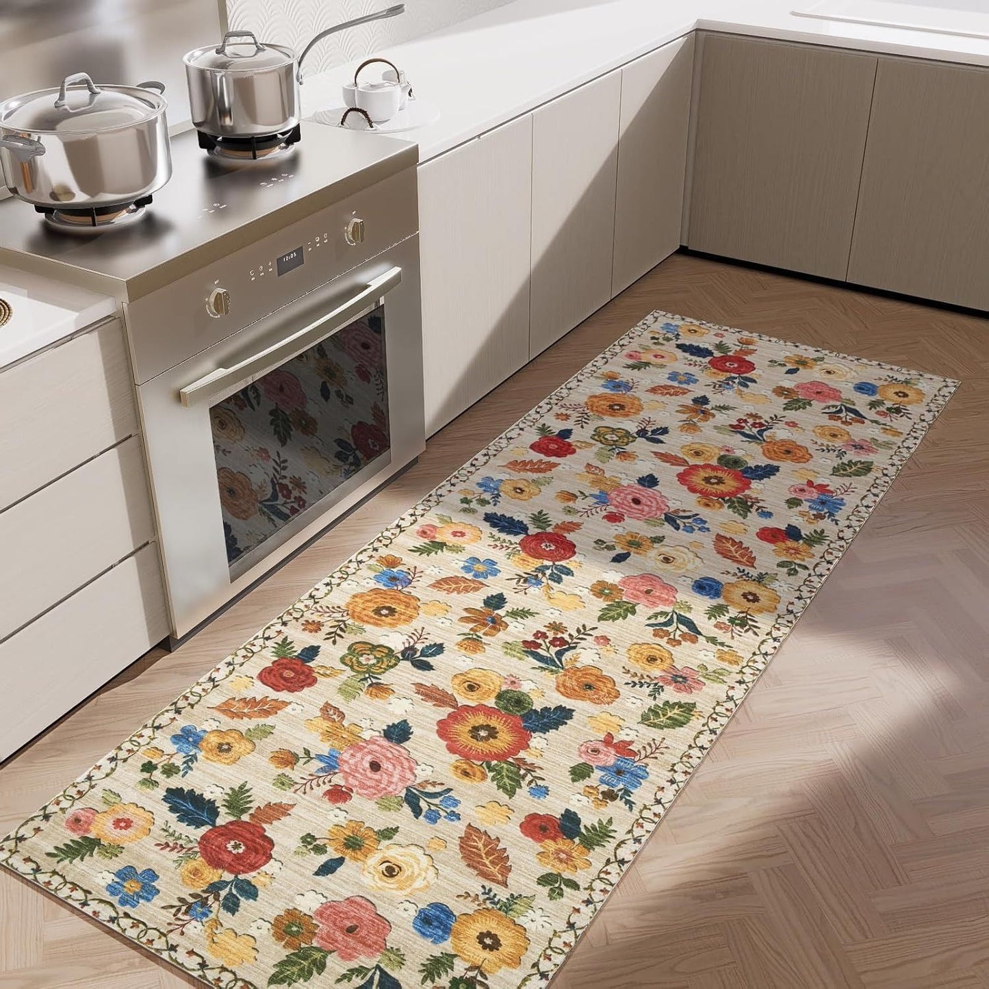 Washable Small Entryway Area Rugs: 2'x3' Floral Rug Non Slip Door Mat Indoor Entrance Stain Resistance Low Pile Throw Rugs for Inside Front Door Floor Bedroom Bedside Kitchen Nursery Dorm Home Entry