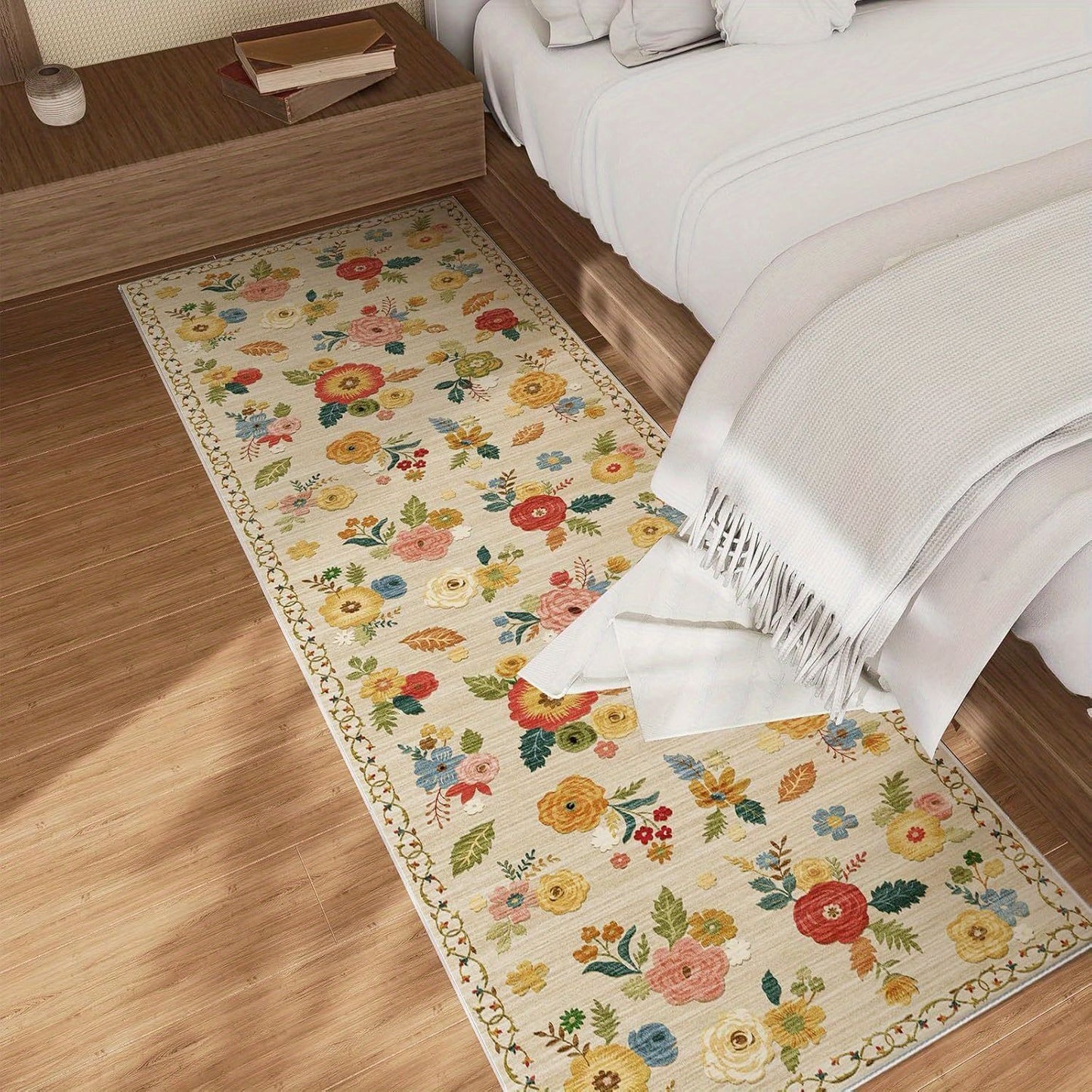 Washable Small Entryway Area Rugs: 2'x3' Floral Rug Non Slip Door Mat Indoor Entrance Stain Resistance Low Pile Throw Rugs for Inside Front Door Floor Bedroom Bedside Kitchen Nursery Dorm Home Entry