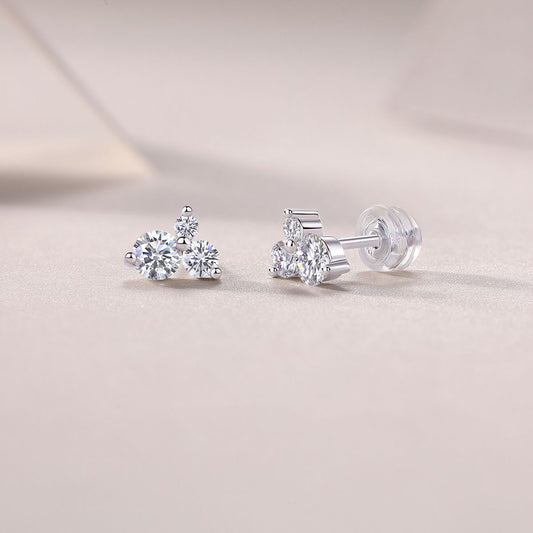 Waves-Set with Moissanite 0.3 carats S925 sterling silver and platinum-plated stud earrings fashion fashion jewelry silver jewelry