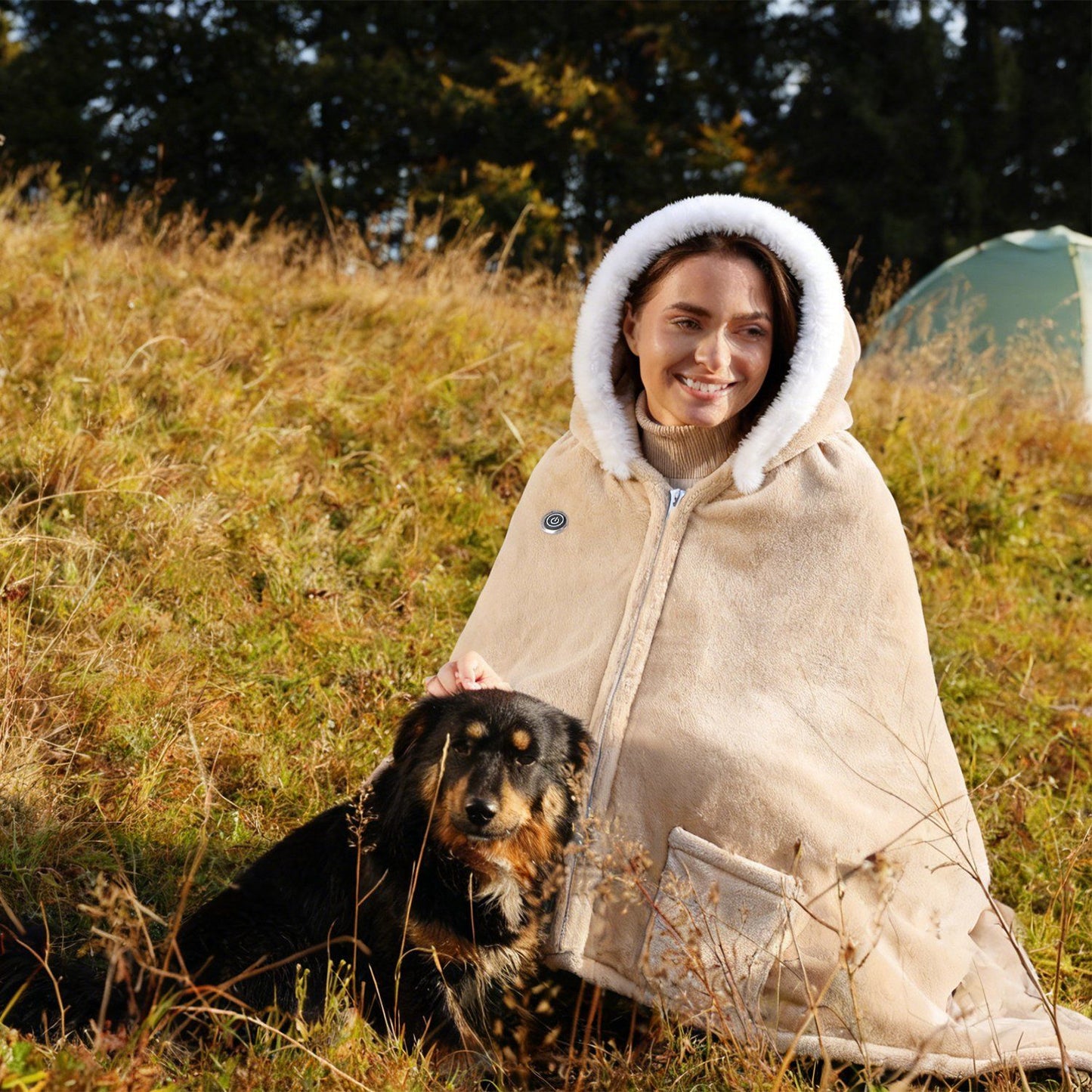 Wearable Heated Blanket - 8 Heating Zones, 3 Temperature Levels, Soft Double-Layer Flannel (59x31in), USB Power Bank Compatible, Machine Washable for Indoor Outdoor Camping Picnic