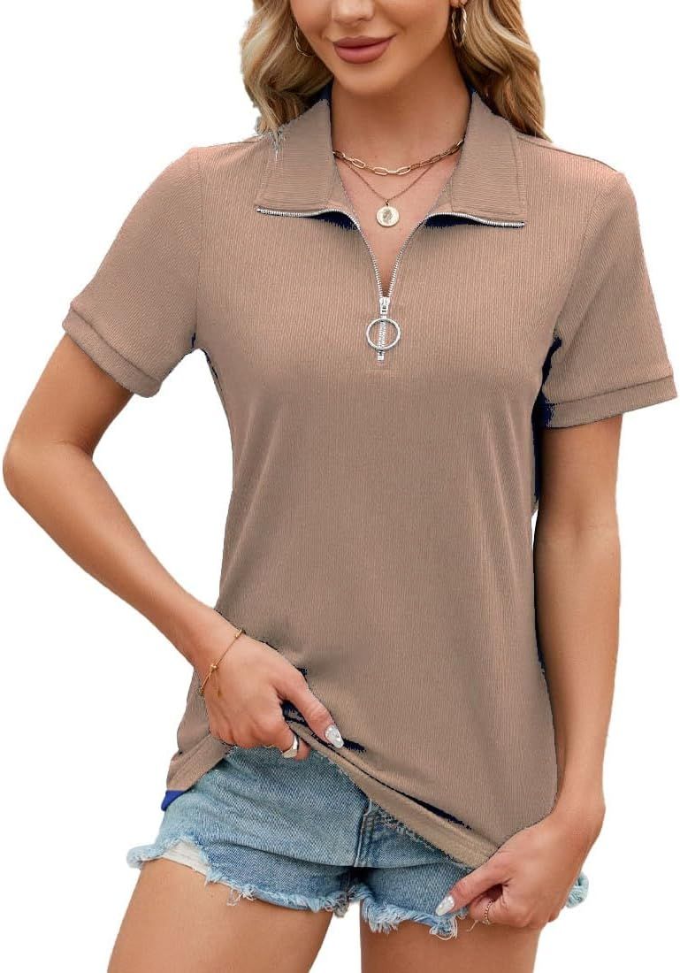 Womens Spring Summer Tops Clothes Short Sleeve Shirts Dressy Casual Work Blouses…