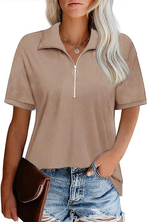 Womens Spring Summer Tops Clothes Short Sleeve Shirts Dressy Casual Work Blouses…
