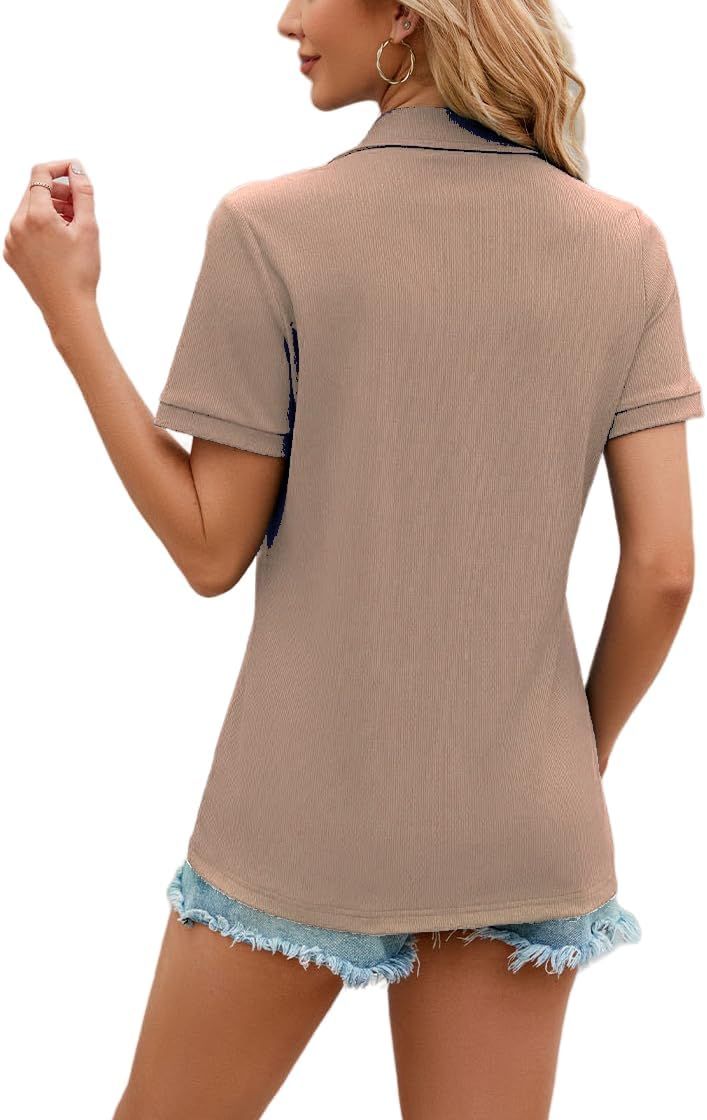 Womens Spring Summer Tops Clothes Short Sleeve Shirts Dressy Casual Work Blouses…