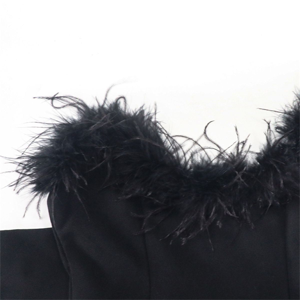 Women's Strapless Dresses with Feather Neck Slim Fit Evening Party Dress