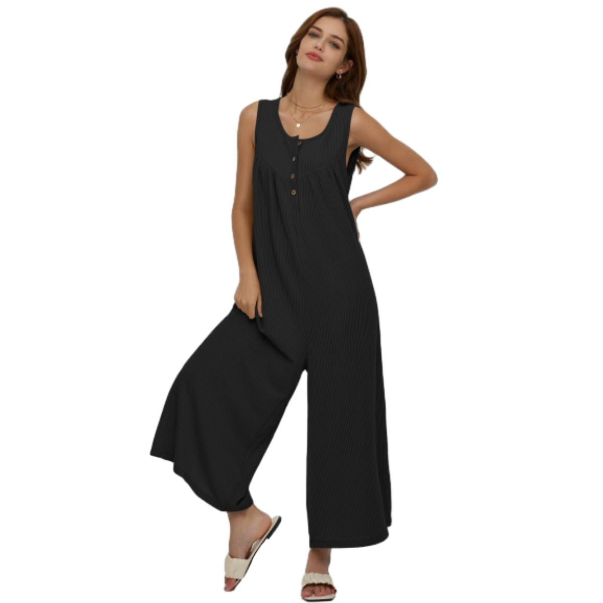 Women's Summer Jumpsuits Casual Loose Sleeveless Strap Rompers Outfits