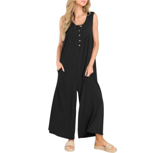 Women's Summer Jumpsuits Casual Loose Sleeveless Strap Rompers Outfits