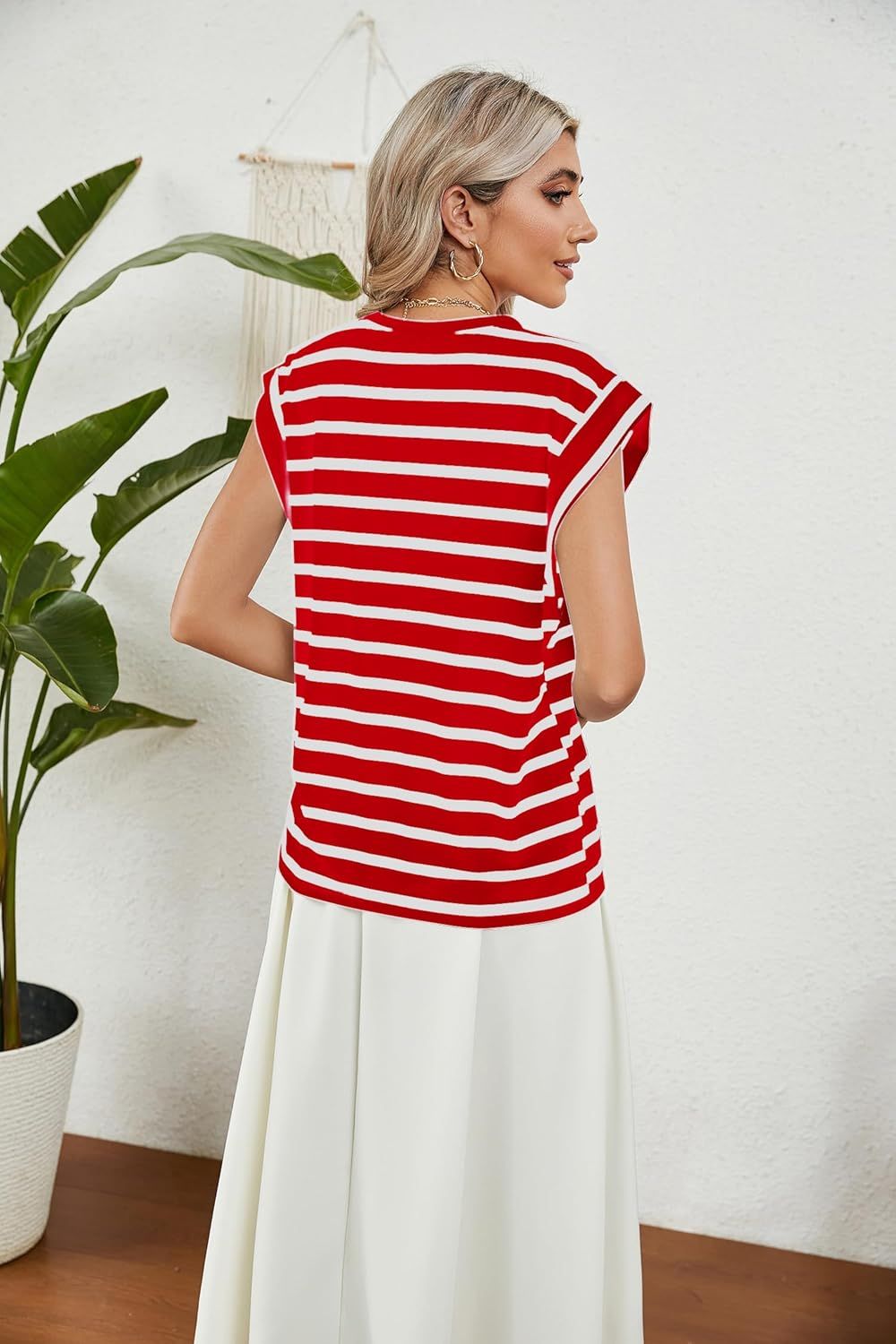 Womens Tops Casual Summer Tank Cap Sleeve Basic Tee Shirts Loose Fit Fashion Blouses