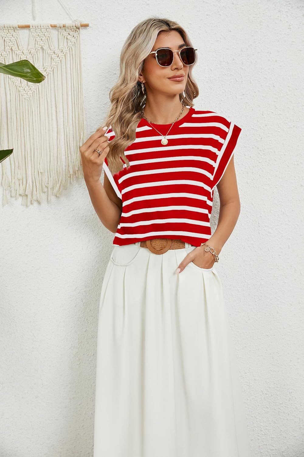Womens Tops Casual Summer Tank Cap Sleeve Basic Tee Shirts Loose Fit Fashion Blouses