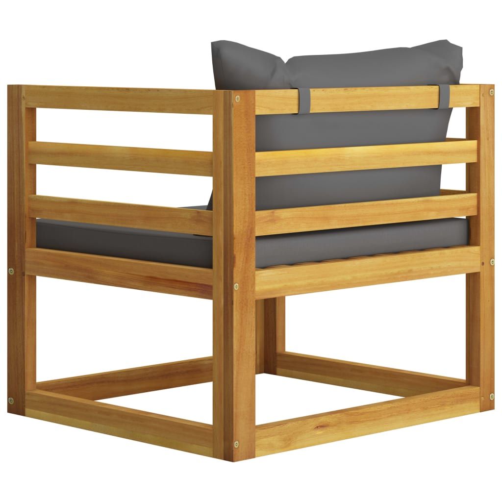 Wooden Chair Dark Grey, Natural Wood Solid Acacia Wood Standard