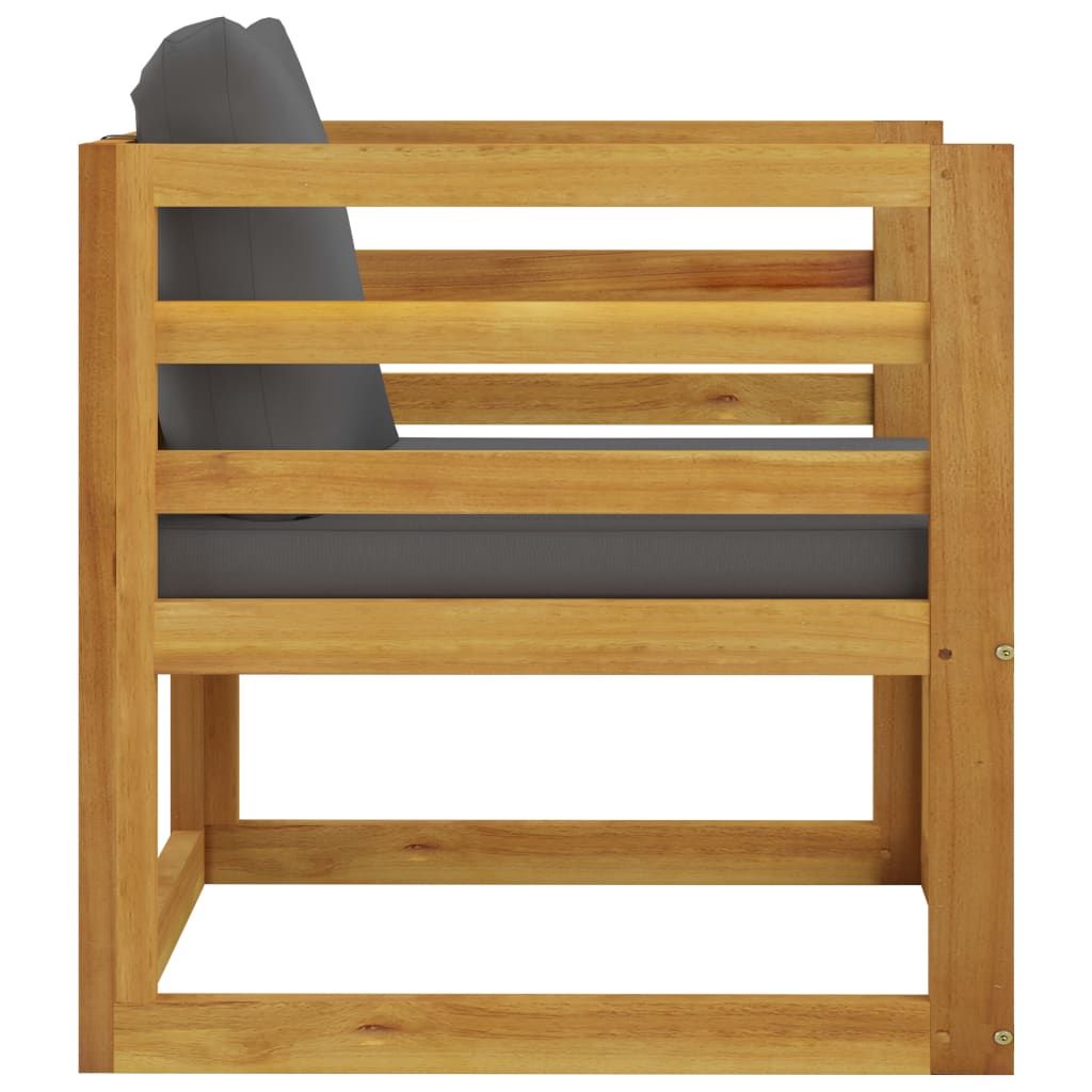 Wooden Chair Dark Grey, Natural Wood Solid Acacia Wood Standard