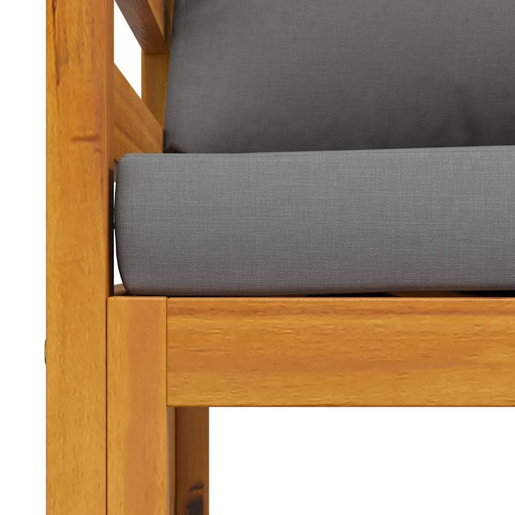 Wooden Chair Dark Grey, Natural Wood Solid Acacia Wood Standard