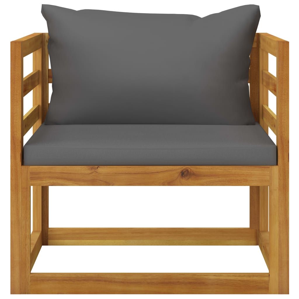 Wooden Chair Dark Grey, Natural Wood Solid Acacia Wood Standard
