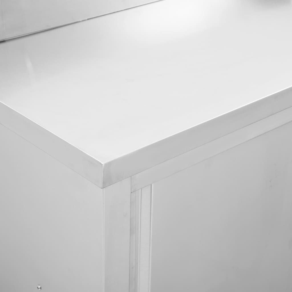 Work Table with Sliding Doors 39.4"x19.7"x(37.4"-38.2") Stainless Steel