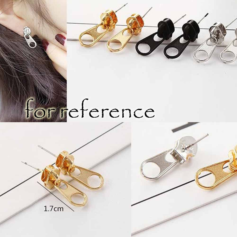 Zipper Head Stud Earring Set Cool Earrings Studs for Women; Random Color 4 Pairs